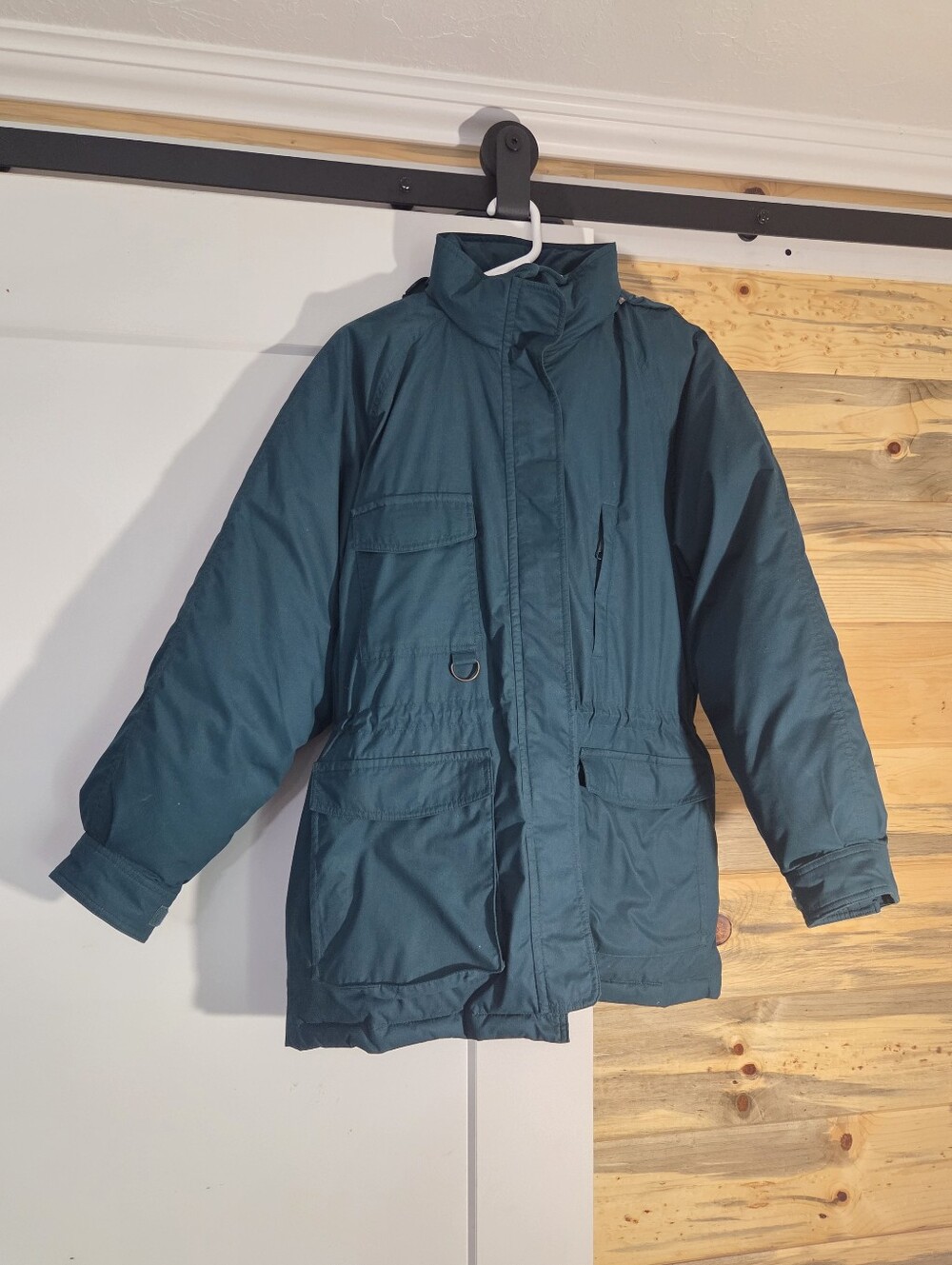 Vintage 90s Eddie Bauer Teal Polar Parka SNOWLINE Goose Down Parka Jacket Size L - Picture 2 of 11